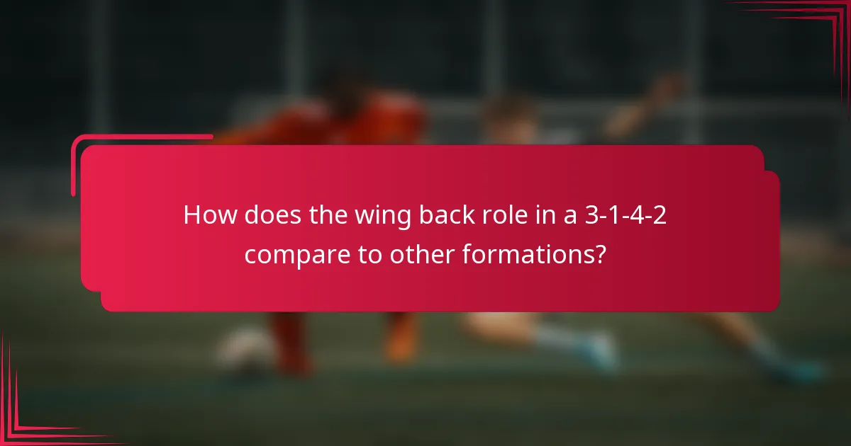 How does the wing back role in a 3-1-4-2 compare to other formations?