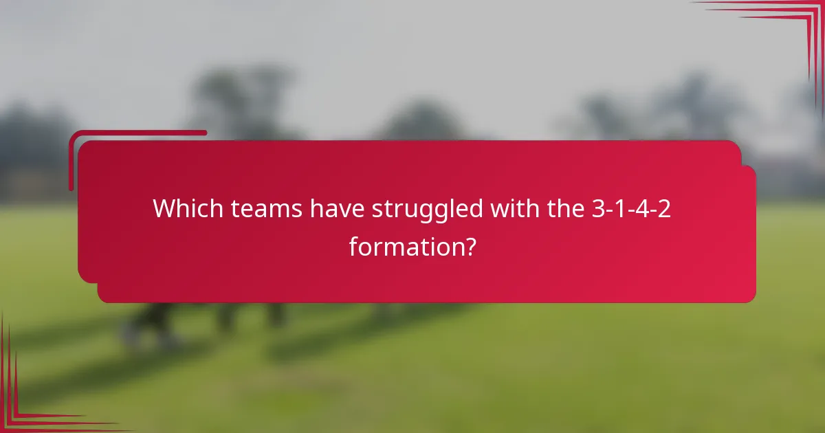 Which teams have struggled with the 3-1-4-2 formation?