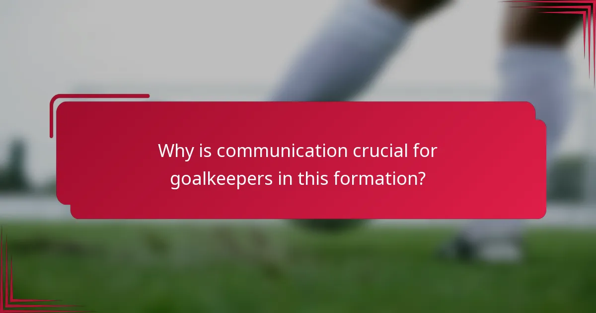 Why is communication crucial for goalkeepers in this formation?